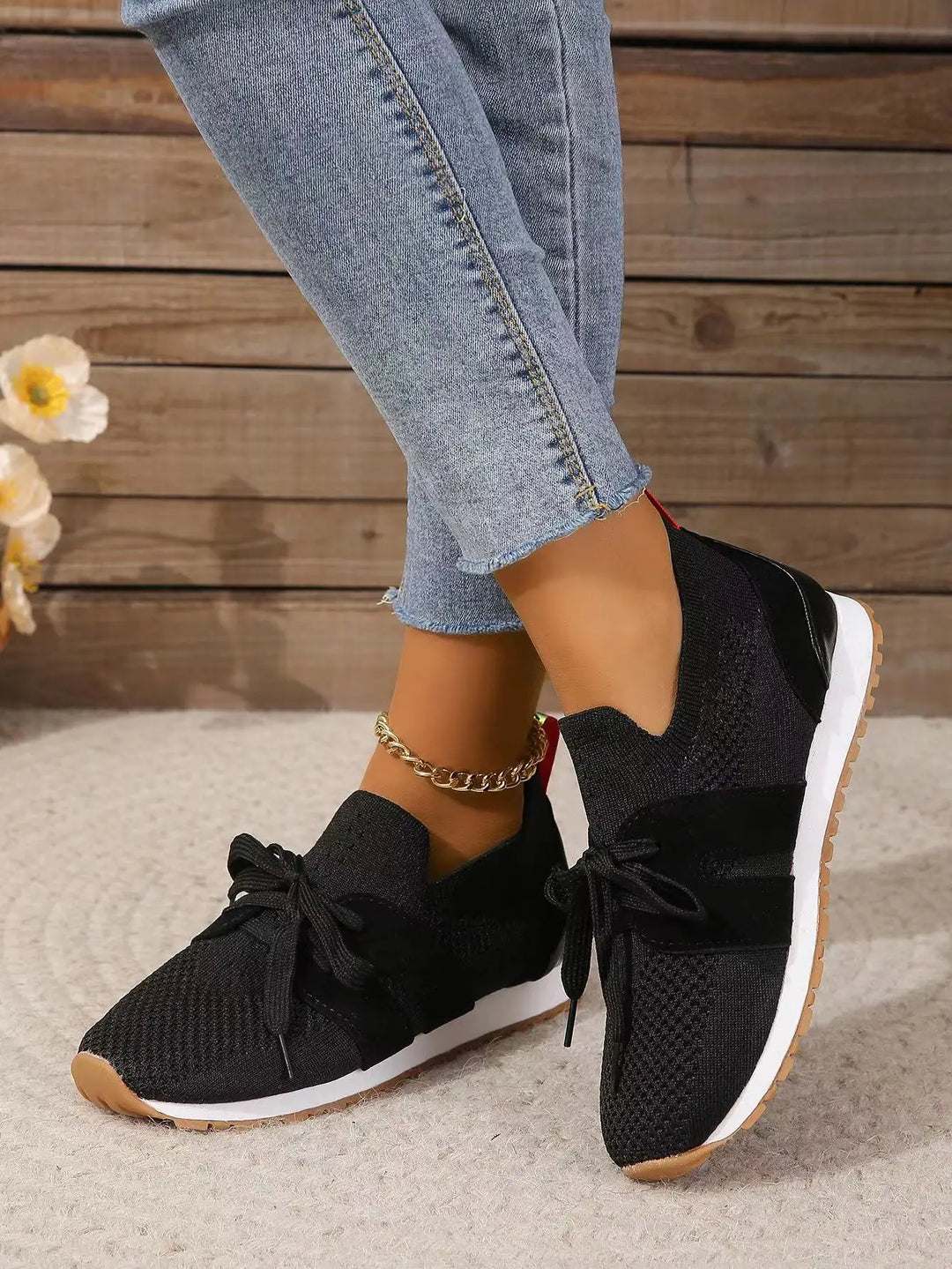 Ophelia | Women's Bow Slip-On Sneakers - Black - Image 1
