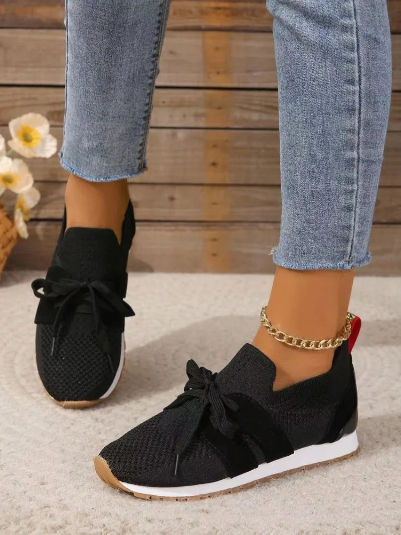 Ophelia | Women's Bow Slip-On Sneakers - Black - Image 2
