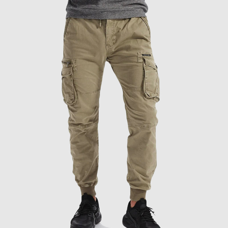 Orion | Men's Cargo Jogger Pants with Multi-Pocket - Khaki - Image 2