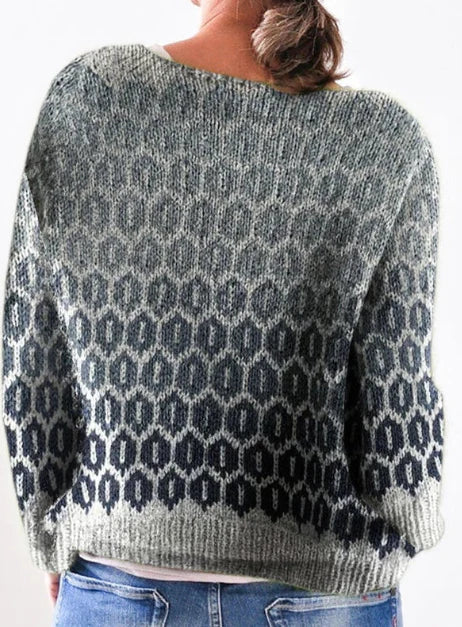 Orvindra | Women's Nordic Fair Isle Sweater - Grey - Image 2
