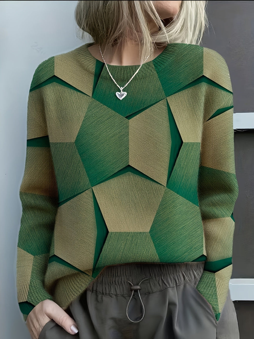 Paloma | Women's Geometric Long Sleeve Sweater - Image 2