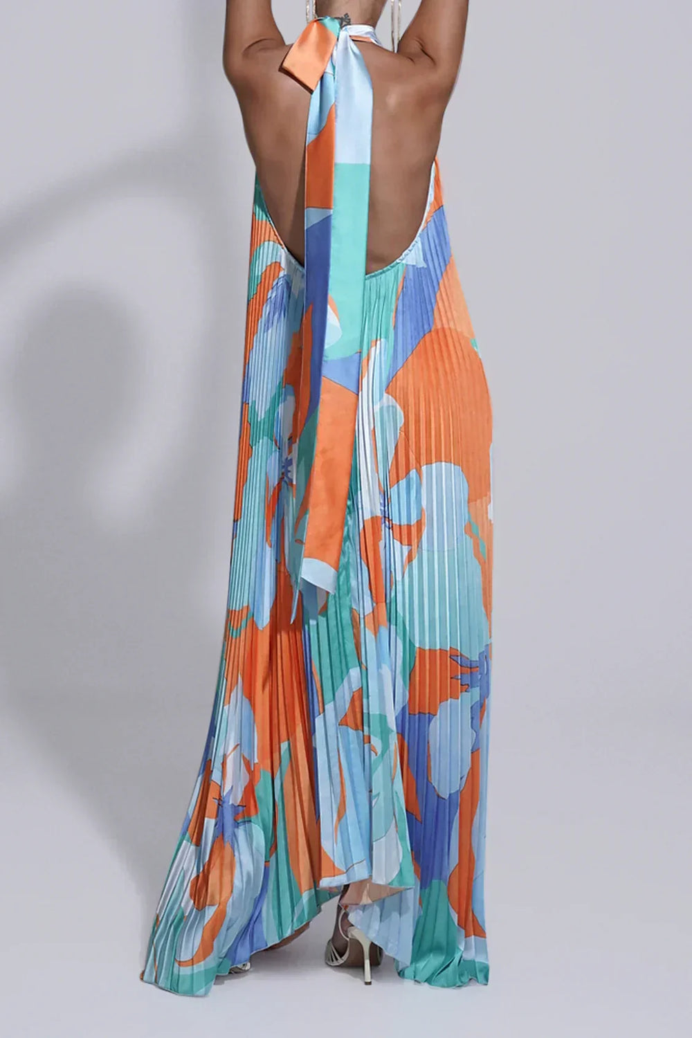 Pandora | Women's Halter Neck Pleated Maxi Dress - Image 2