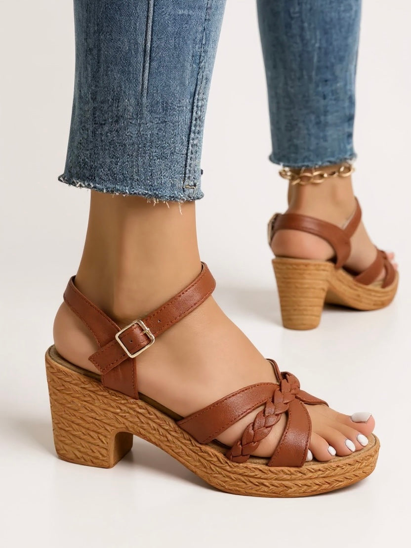 Persephone | Women's Braided Block Heel Sandals - Image 2