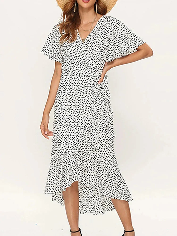 Rosalba | Women's Floral Wrap Midi Dress - Image 2