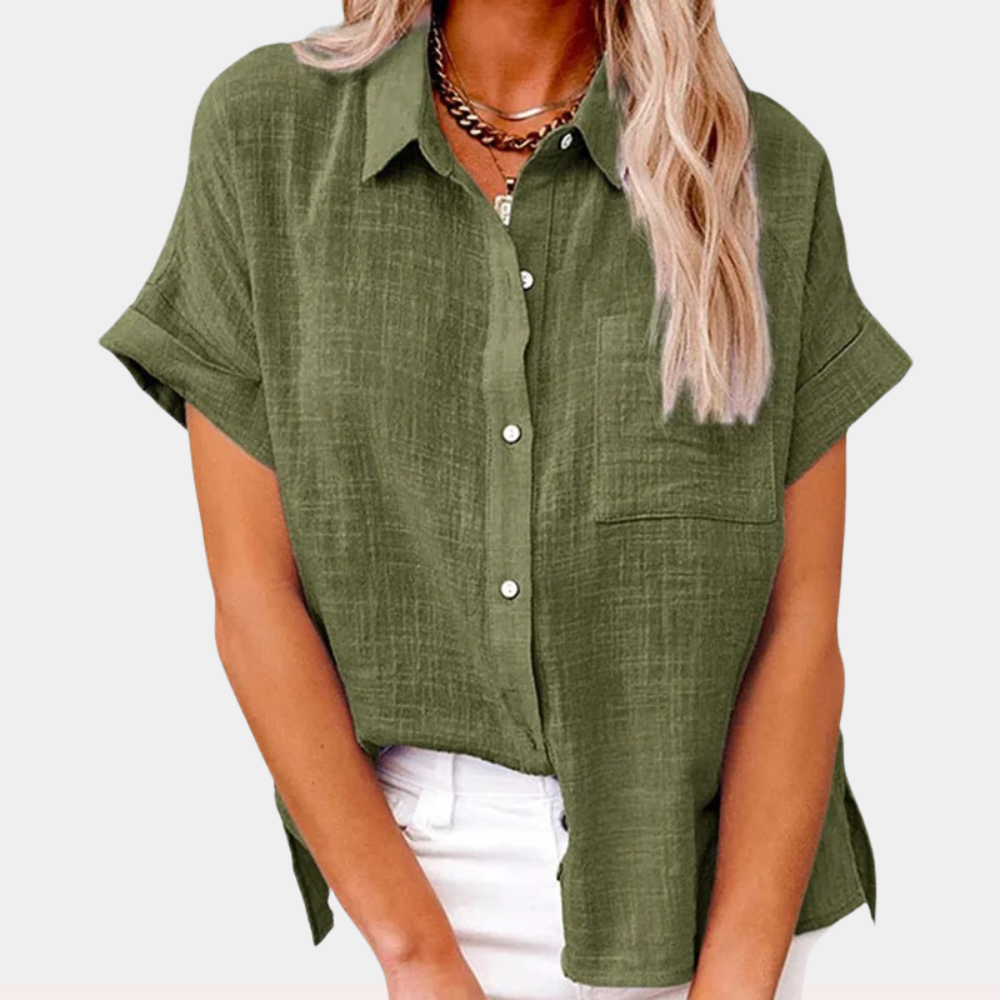 Rosalynn | Women's Short Sleeve Button Up Shirt - Image 2