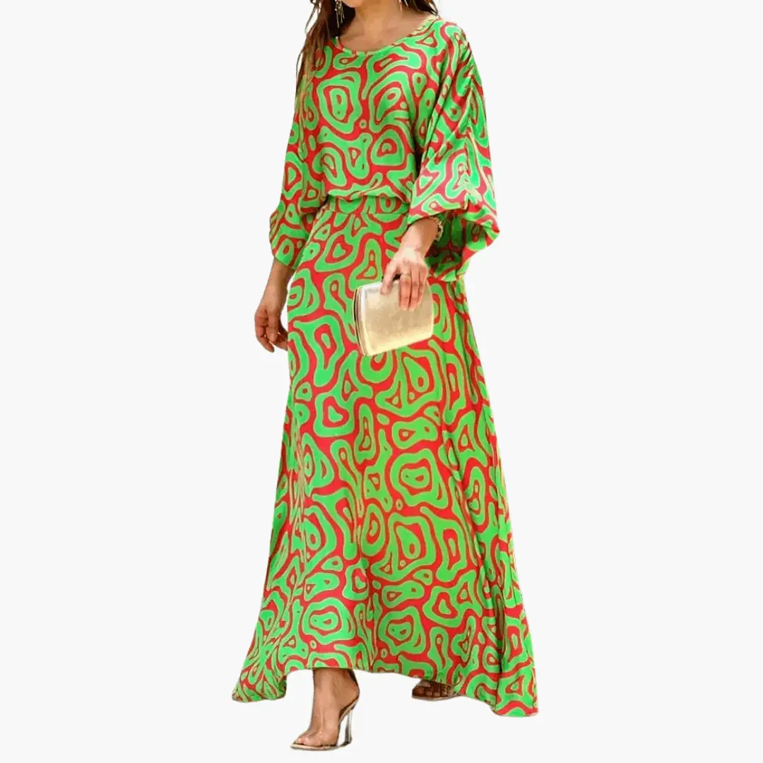 Saoirse | Women's Abstract Print 3/4 Sleeve Maxi Dress - Image 1