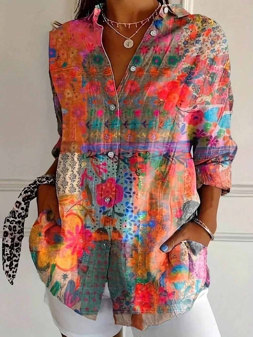 Saskia | Women's Floral Button Down Blouse - Image 2