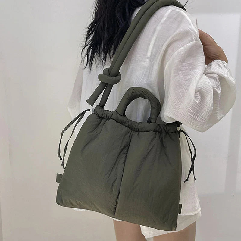 Sienna | Women's Quilted Puffer Tote Bag - Beige - Image 2