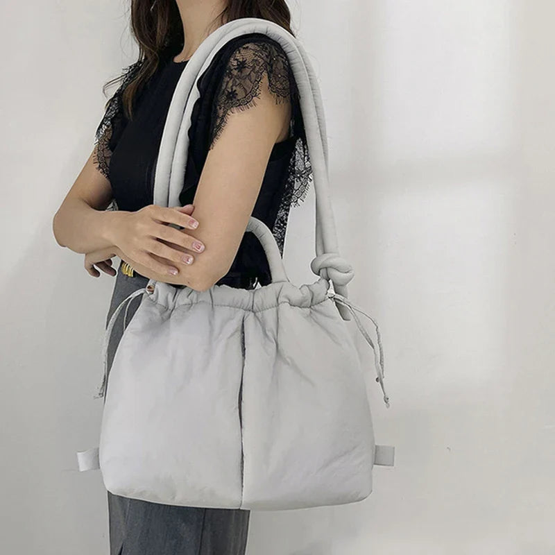 Sienna | Women's Quilted Puffer Tote Bag - Beige - Image 3