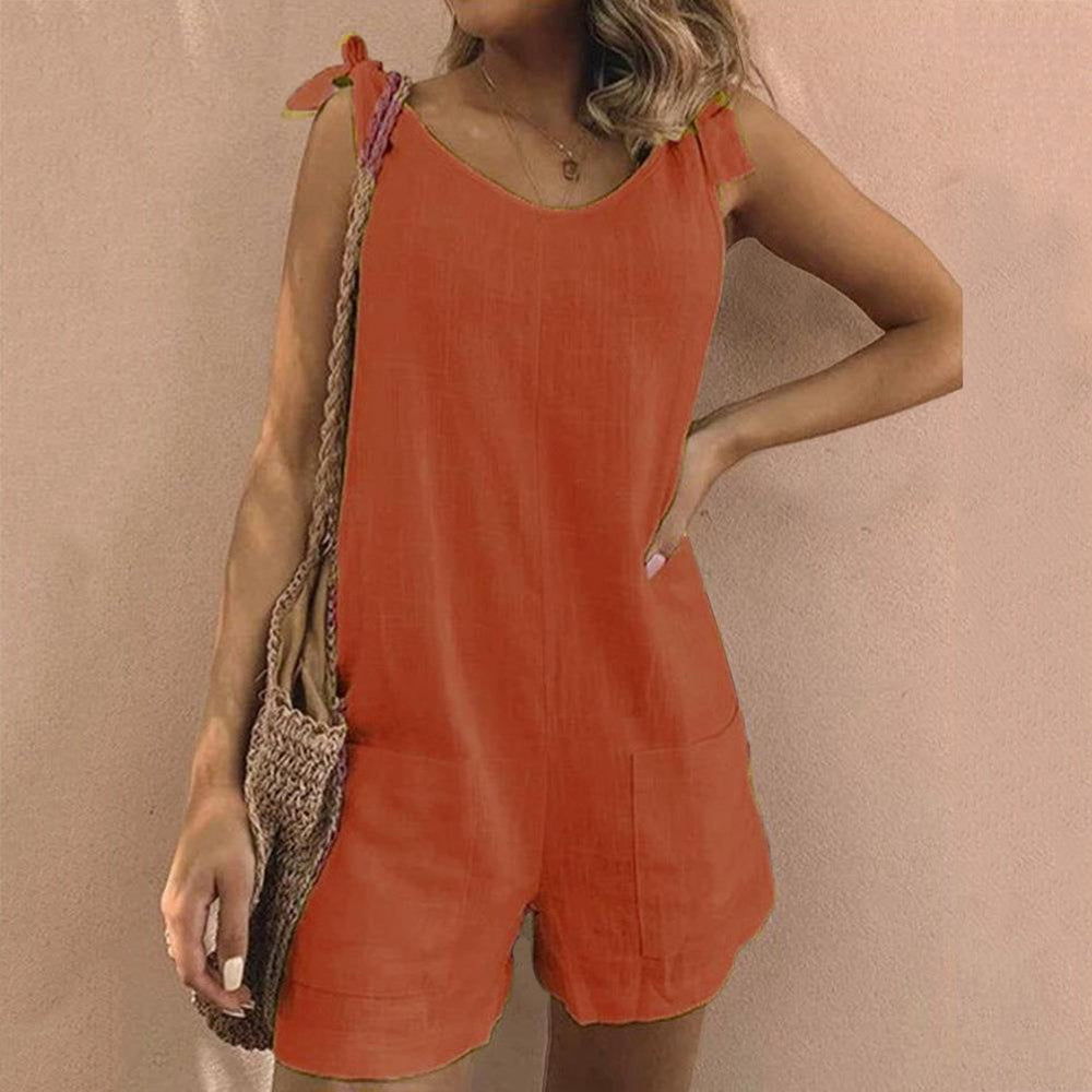 Solaris | Women's Bow Strap Sleeveless Romper - Image 2