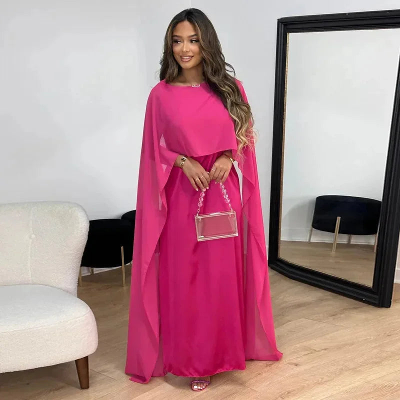 Solène | Women's Cape Sleeve Maxi Dress - Champagne - Image 2