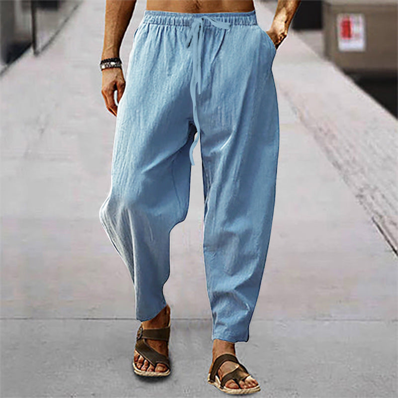 Soren | Men's Relaxed Fit Drawstring Pants - Sky Blue - Image 2