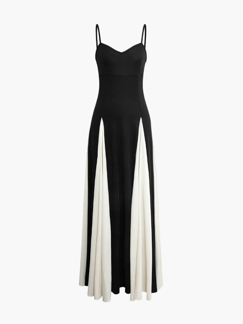 Theodora | Women's Black Contrast Maxi Dress - Image 2