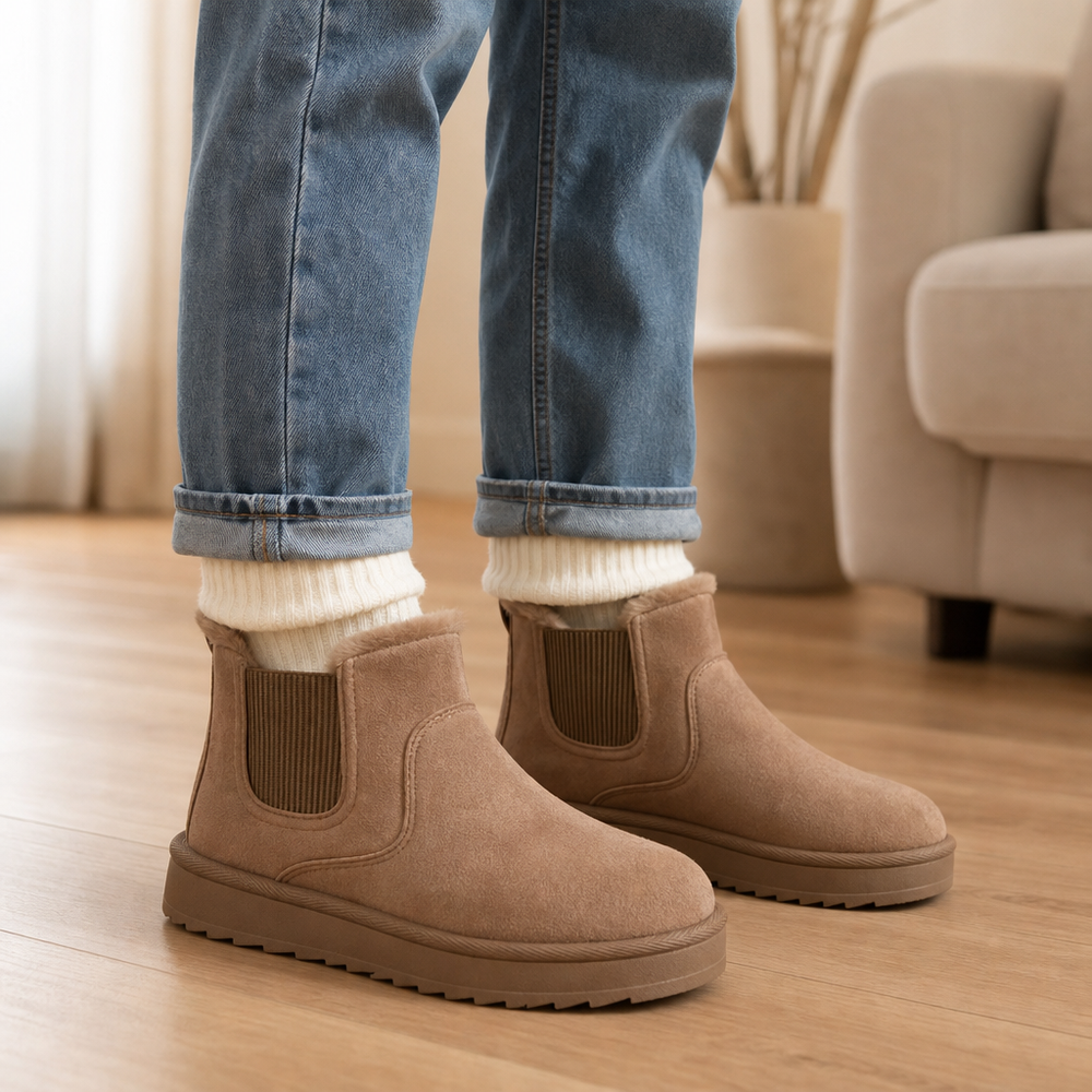 Tivorne | Women's Fur-Lined Chelsea Winter Boots - Camel - Image 2
