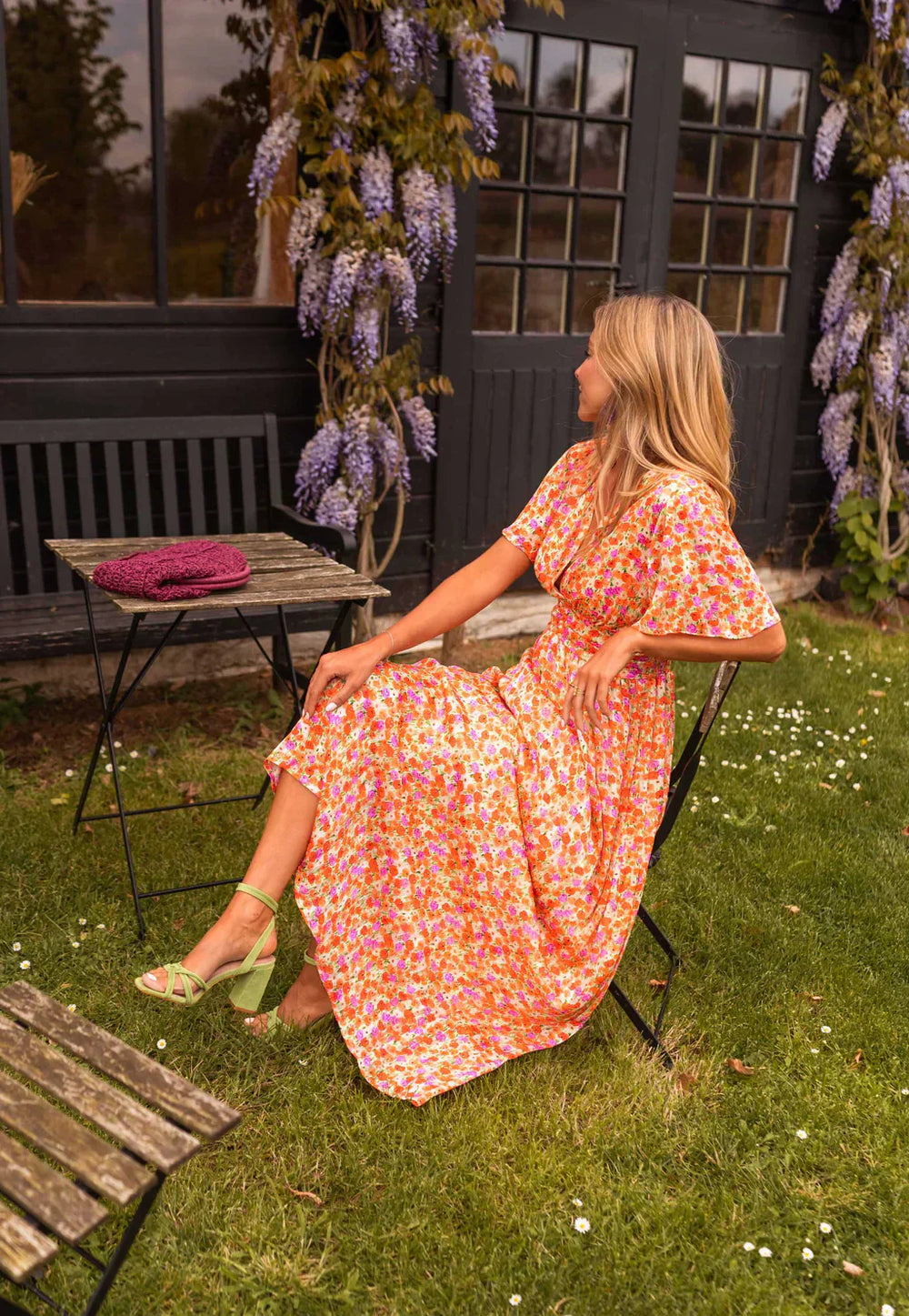 Tova | Women's V-Neck Floral Short Sleeve Maxi Dress - Floral - Image 2