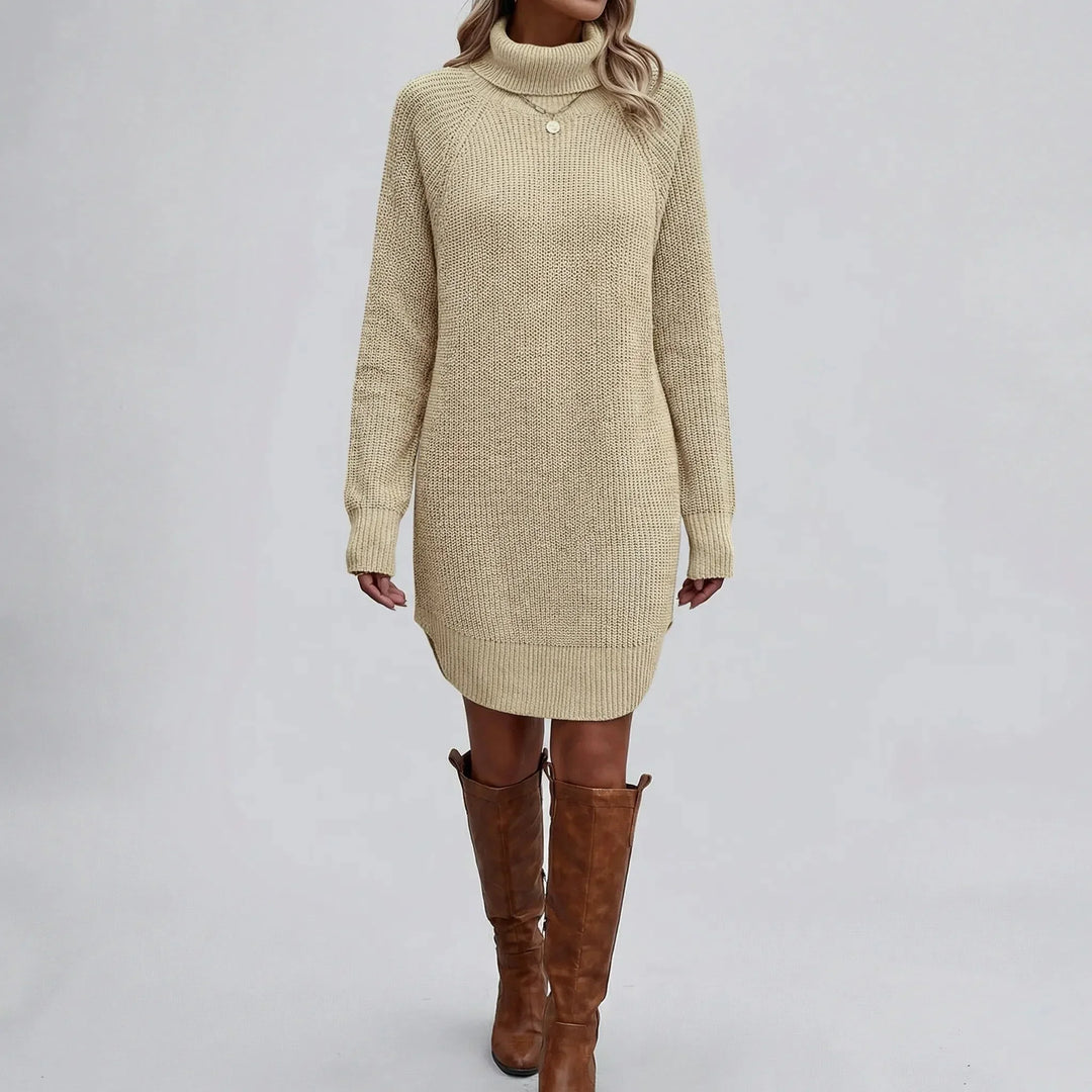 Tovenne | Women's Turtleneck Sweater Dress - Beige - Image 1