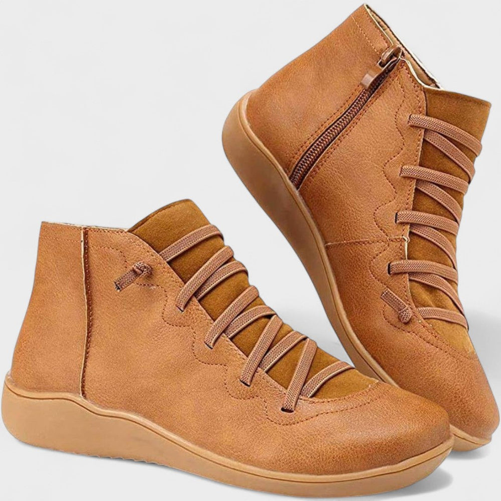 Wrenith | Women's Lace-Up Ankle Boots with Side Zipper - Red - Image 2