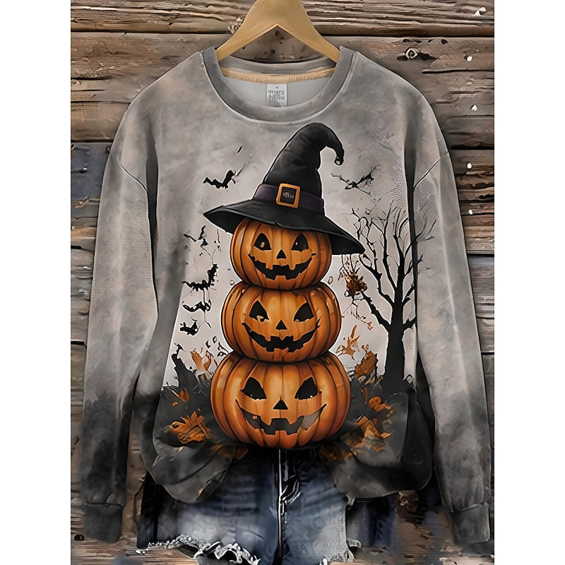Wrenova | Women's Halloween Cat Striped Sweatshirt - Striped - Image 2