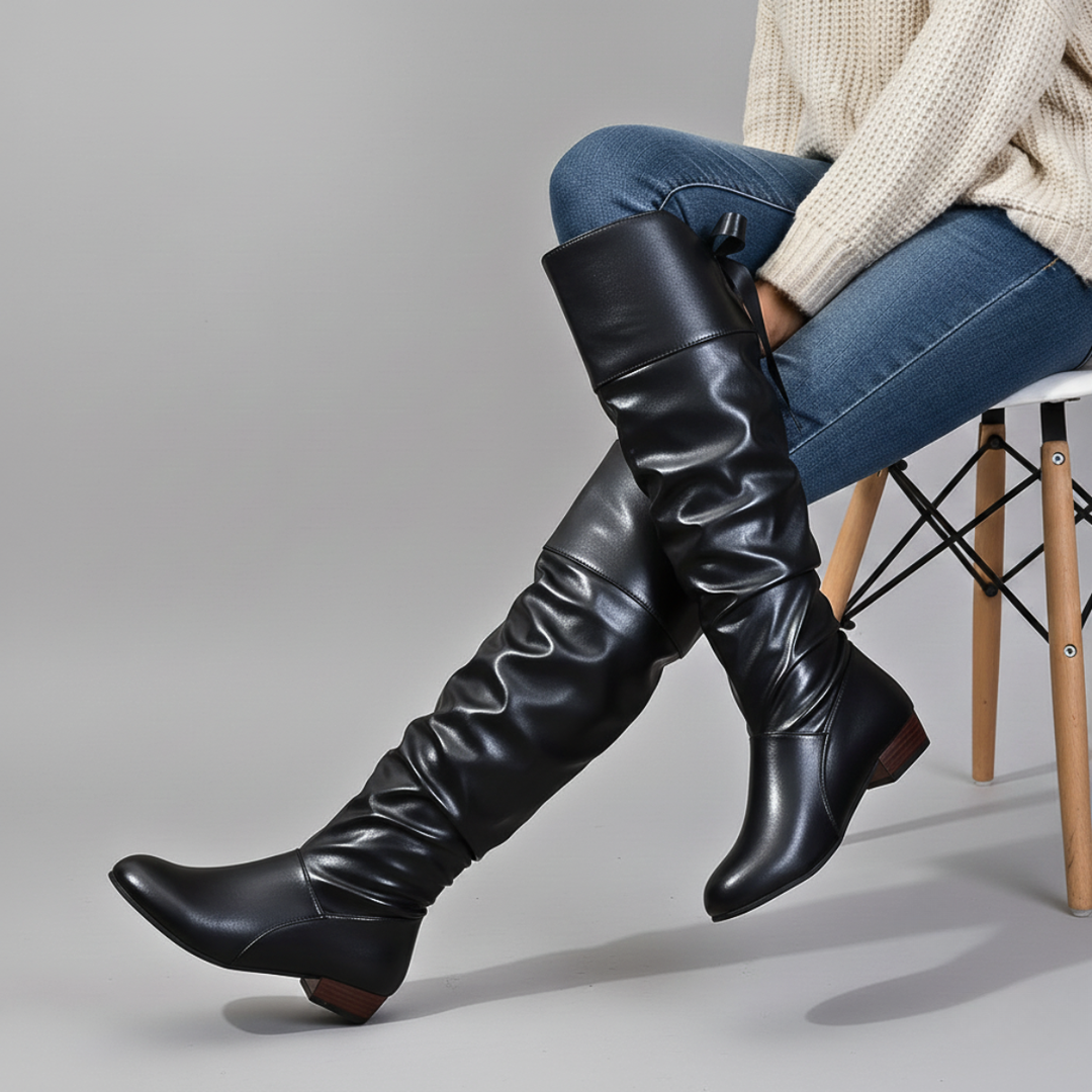 Zindra | Women's Knee-High Slouchy Flat Boots - Image 1