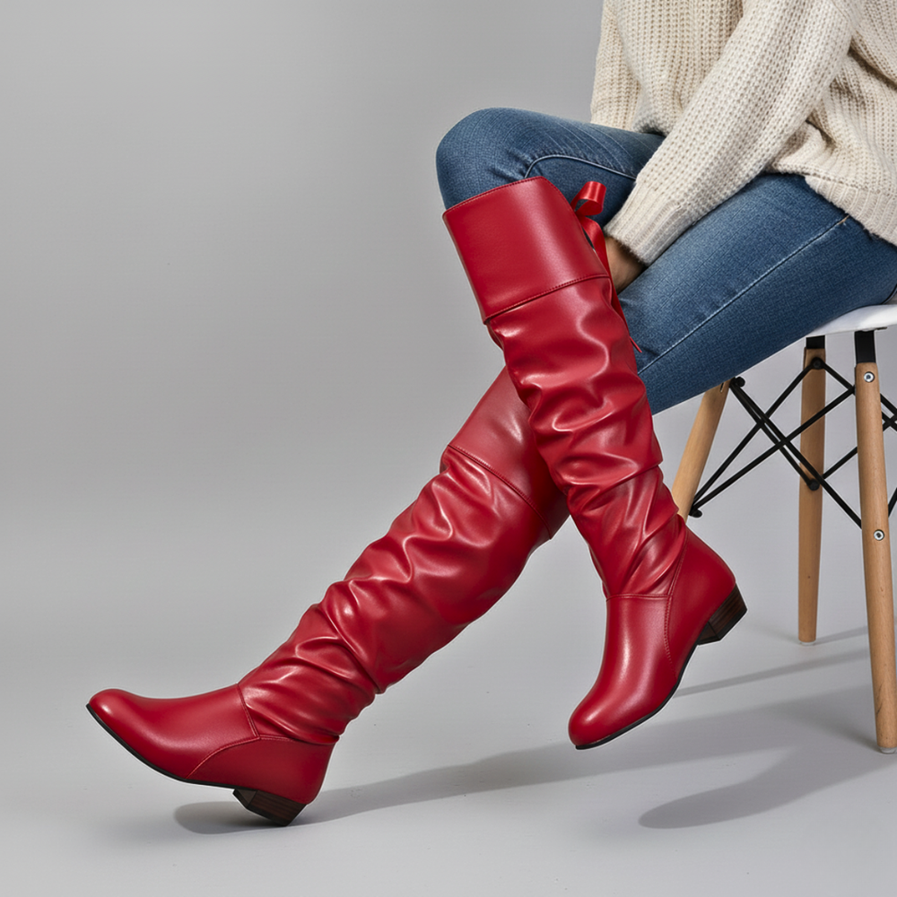 Zindra | Women's Knee-High Slouchy Flat Boots - Image 2