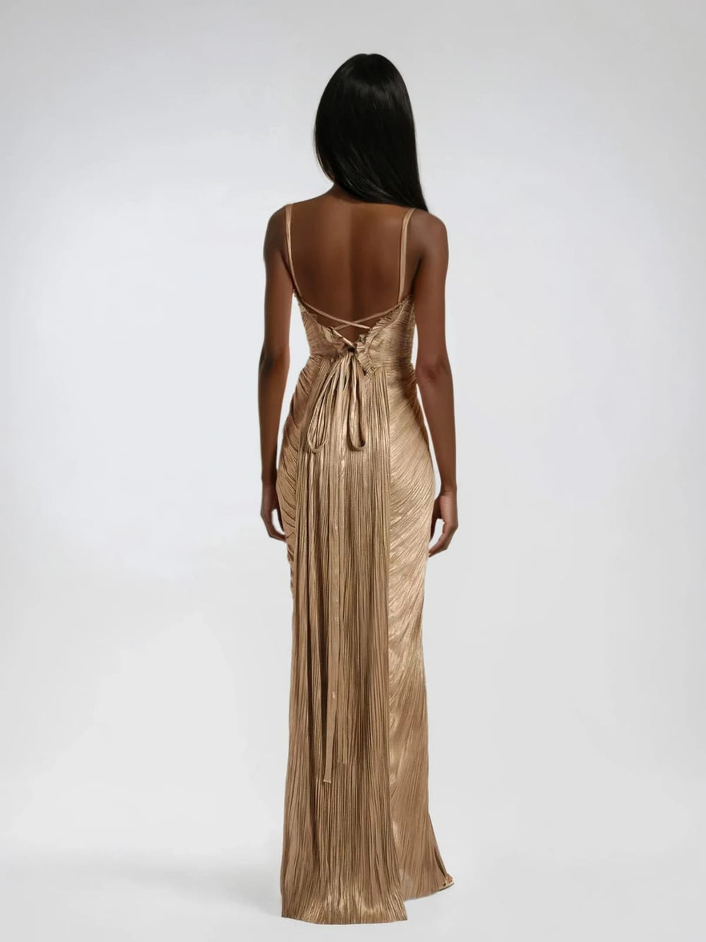 Zivana | Women's Corset Maxi Dress Formal Evening Gown - Gold - Image 2